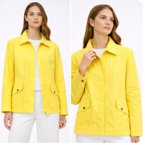 Weekend MaxMara Yellow Cotton Nylon Zip Front Utility Jacket Made in Italy Sz 4